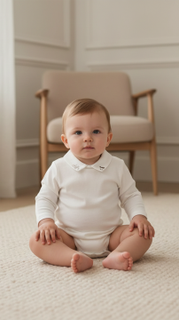 Erkek Bebek Yakası Nakışlı Body