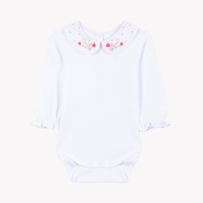 Kız Bebek Yakası Nakışlı Body
