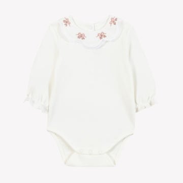 Kız Bebek Yakası Nakışlı Body