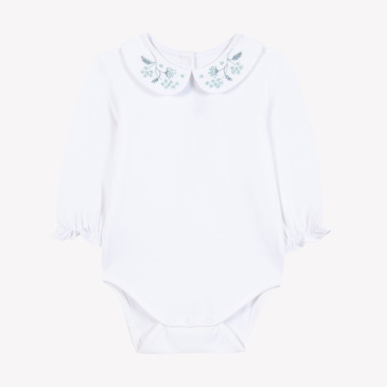 Kız Bebek Yakası Nakışlı Body