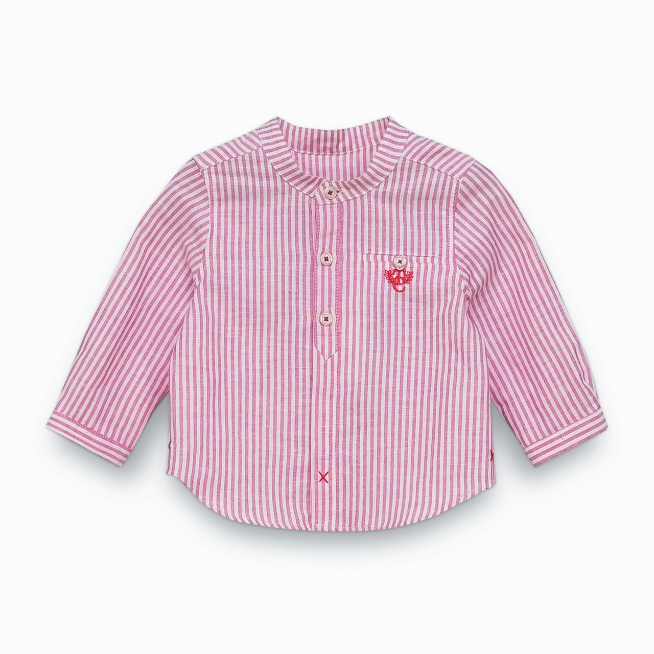Erkek Çocuk Çizgili Hakim Yaka Keten Gömlek