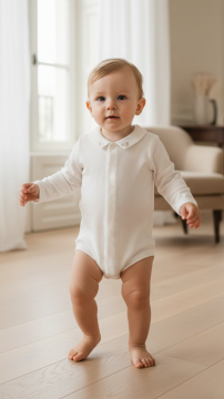 Erkek Bebek Yakası Nakışlı Body