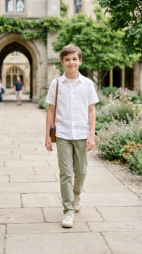 Erkek Çocuk Kısa Kollu Keten Gömlek