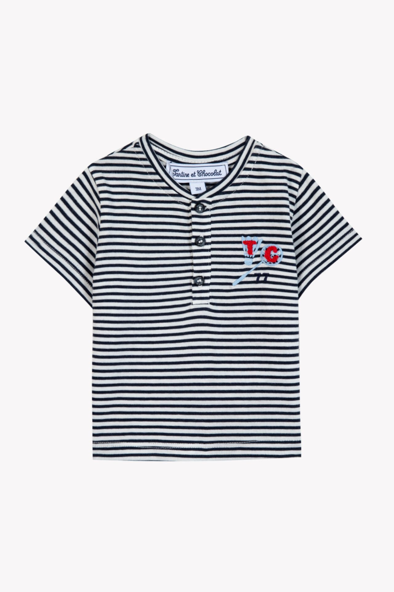 Erkek Bebek Kısa Kollu Çizgili T-Shirt Marine