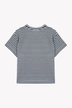 Erkek Bebek Kısa Kollu Çizgili T-Shirt Marine