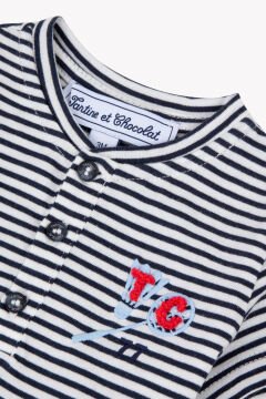 Erkek Bebek Kısa Kollu Çizgili T-Shirt Marine