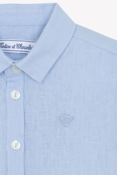 Erkek Çocuk Kısa Kollu Keten Gömlek