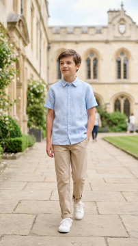 Erkek Çocuk Kısa Kollu Keten Gömlek