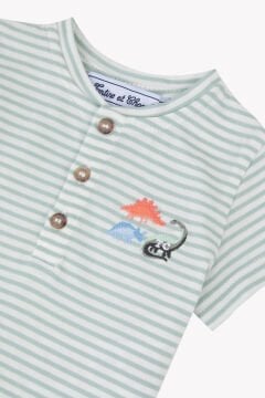 Erkek Çocuk Kısa Kollu Çizgili T-Shirt yeşil