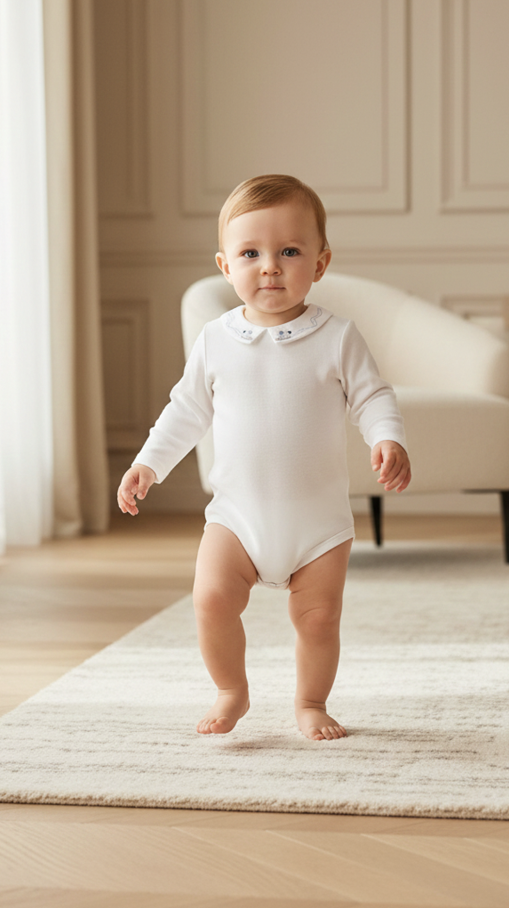 Erkek Bebek Yakası Nakışlı Body