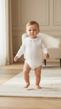 Erkek Bebek Yakası Nakışlı Body