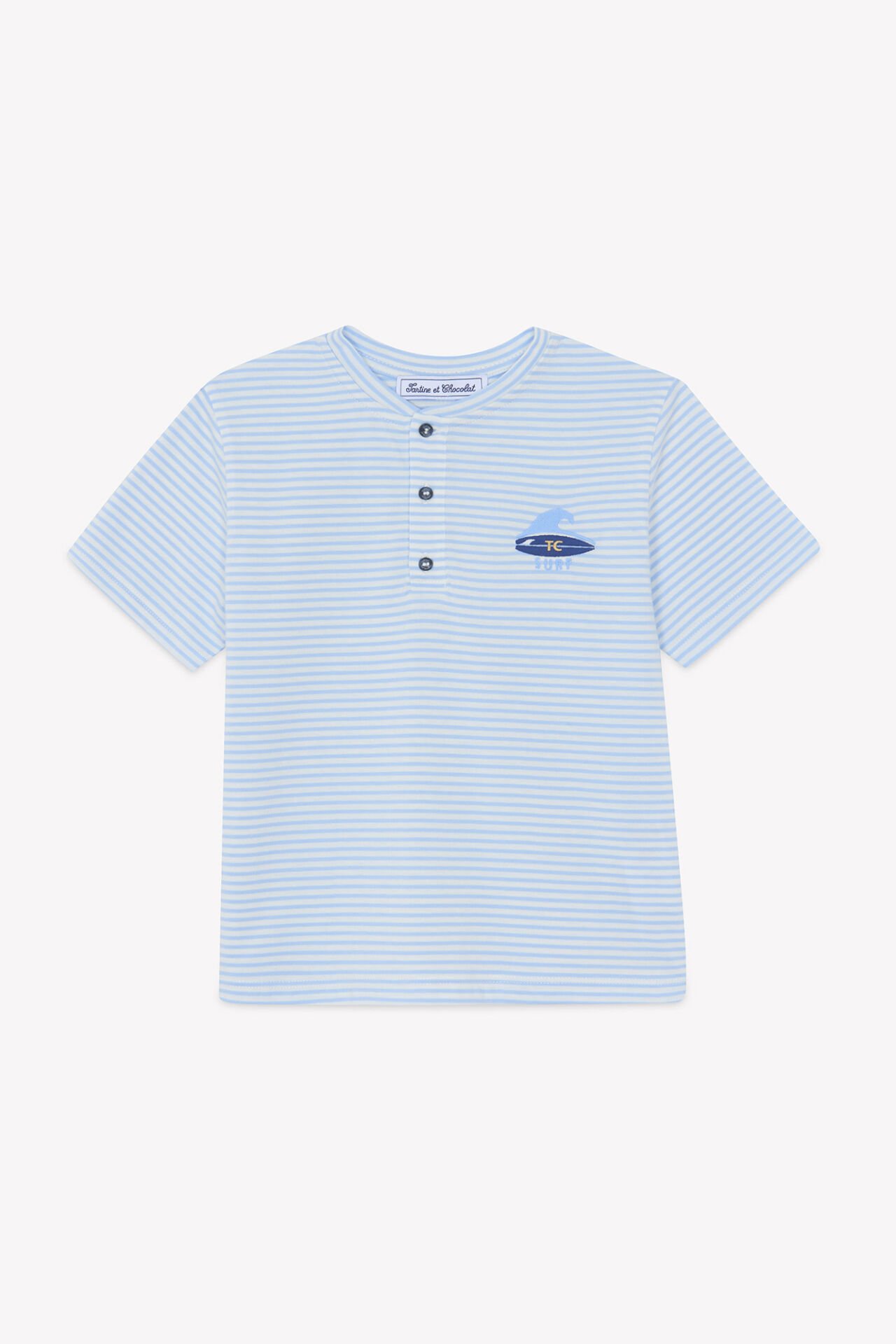 Erkek Çocuk Kısa Kollu Çizgili T-Shirt Mavi