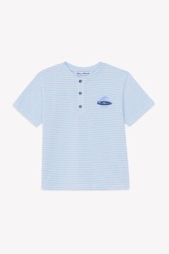 Erkek Çocuk Kısa Kollu Çizgili T-Shirt Mavi