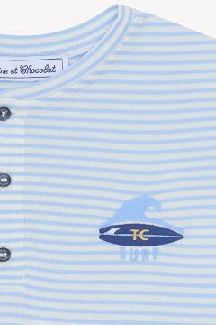 Erkek Çocuk Kısa Kollu Çizgili T-Shirt Mavi