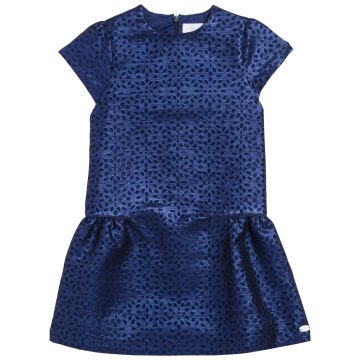 Kız Çocuk Kısa Kollu Jakarlı Elbise