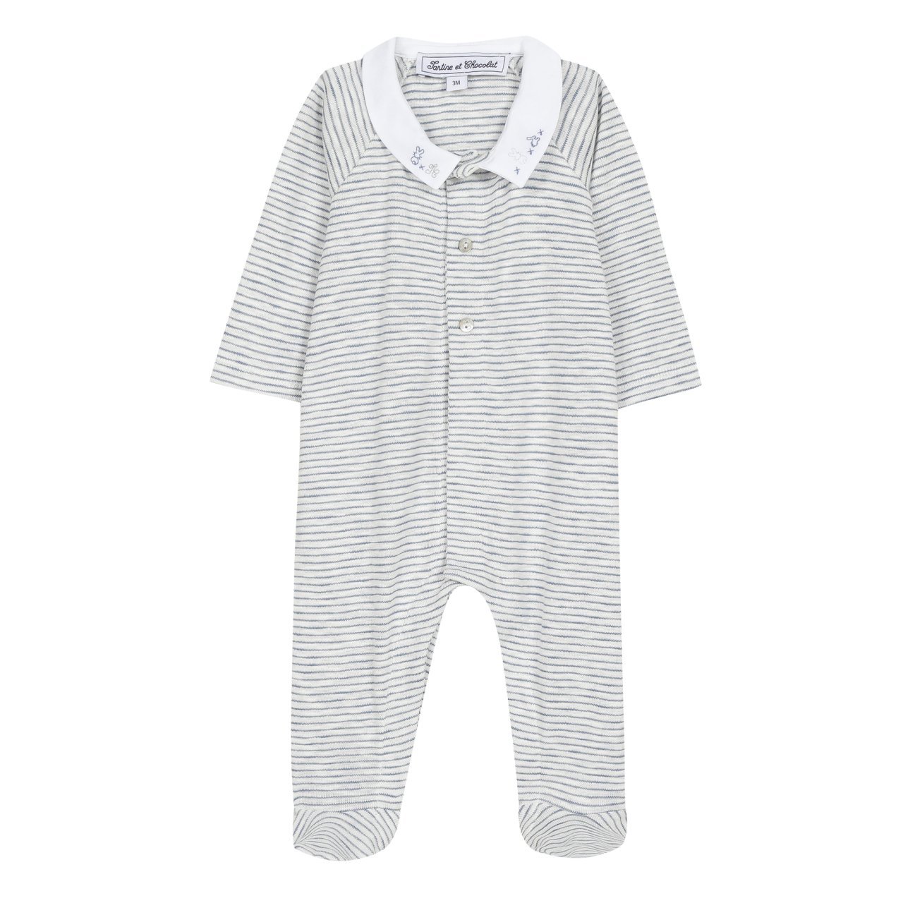Erkek Bebek Önden Açılan Çizgili Tulum