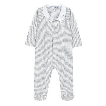 Erkek Bebek Önden Açılan Çizgili Tulum