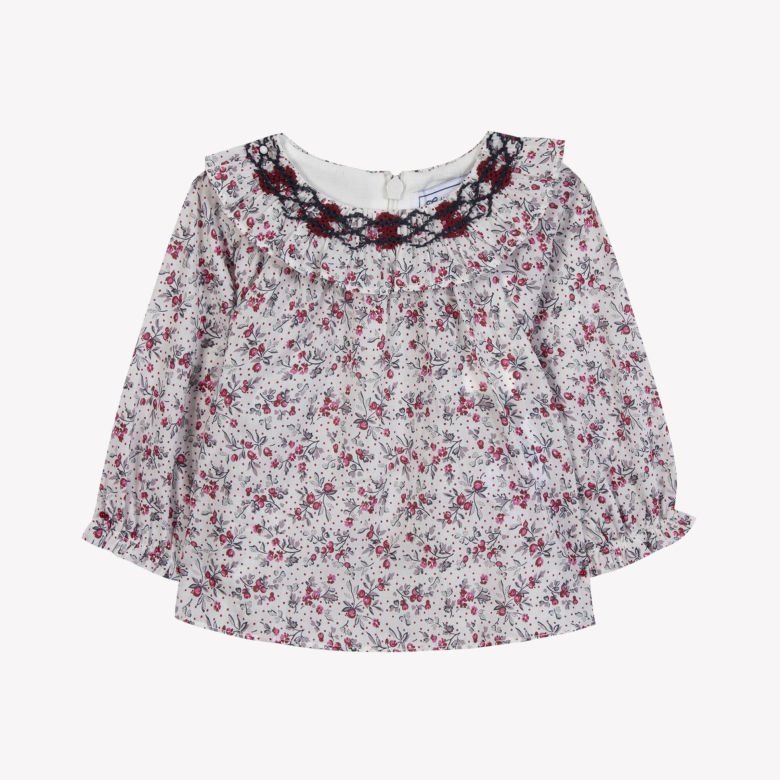 Kız Bebek Çiçek Desenli Koton Bluz