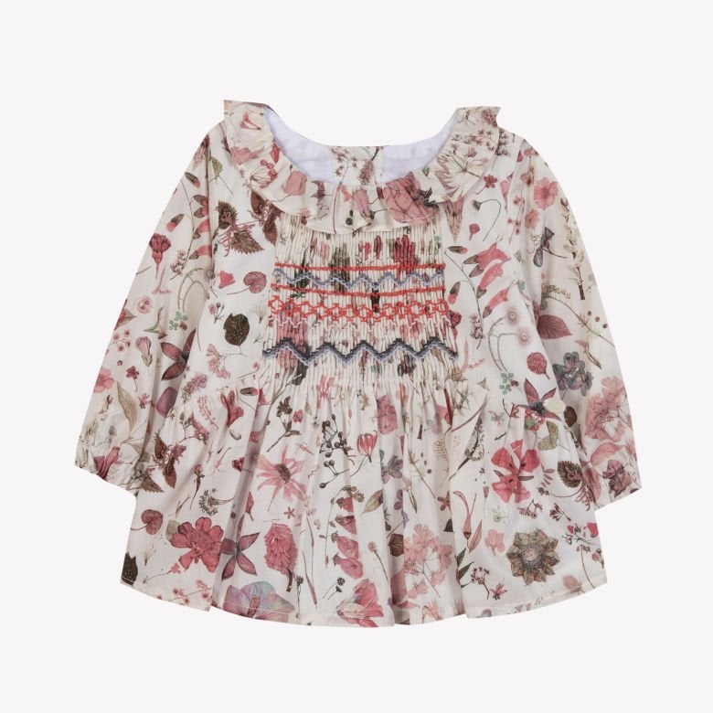 Kız Bebek Çiçek Desenli Coton Bluz