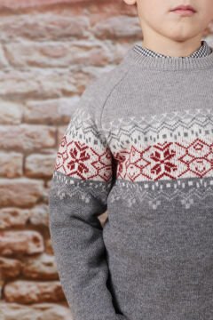 Erkek Çocuk Desenli Yün Kazak