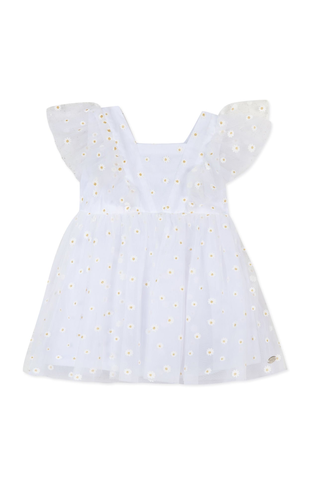 Kız Çocuk Papatya Nakışlı Tütü Elbise