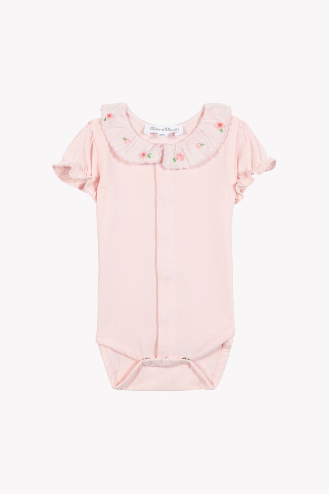 Kız Bebek Fisto Yakalı Kısa Kollu Body Pembe