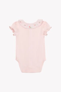 Kız Bebek Fisto Yakalı Kısa Kollu Body Pembe