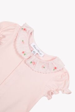Kız Bebek Fisto Yakalı Kısa Kollu Body Pembe