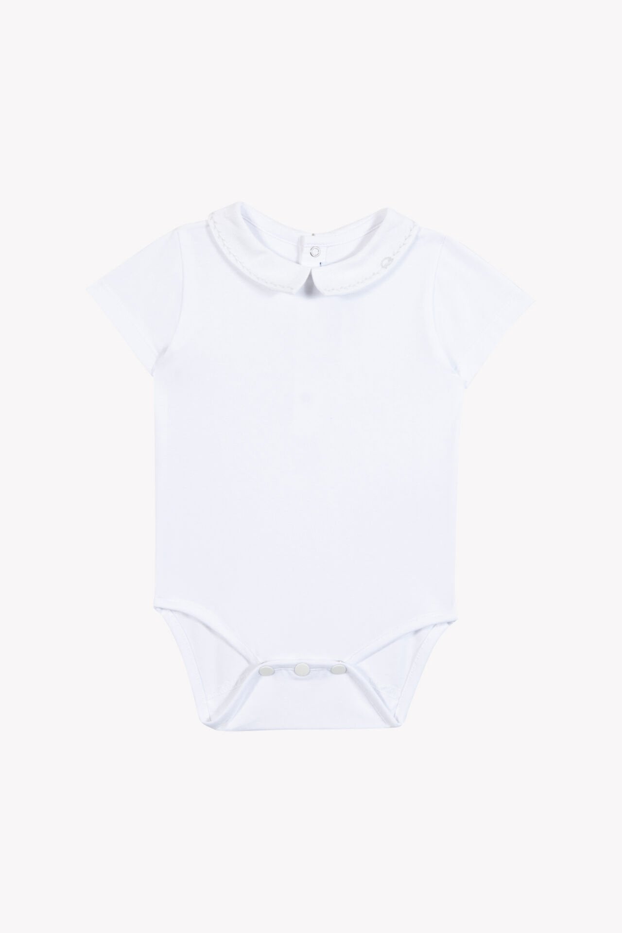 Erkek Bebek Keten Yakalı Ceremonie Body Beyaz