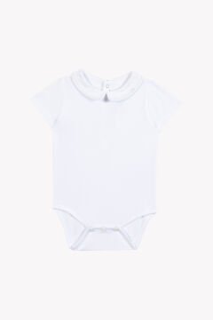 Erkek Bebek Keten Yakalı Ceremonie Body Beyaz
