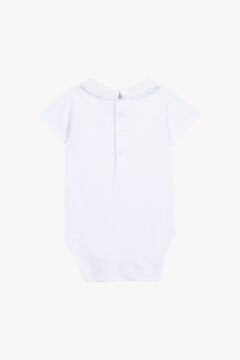 Erkek Bebek Keten Yakalı Ceremonie Body Beyaz
