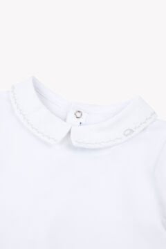 Erkek Bebek Keten Yakalı Ceremonie Body Beyaz