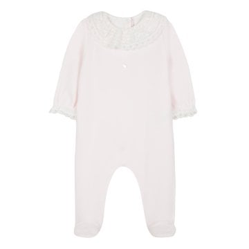 Dantel Yakalı Kız Bebek Kadife Tulum