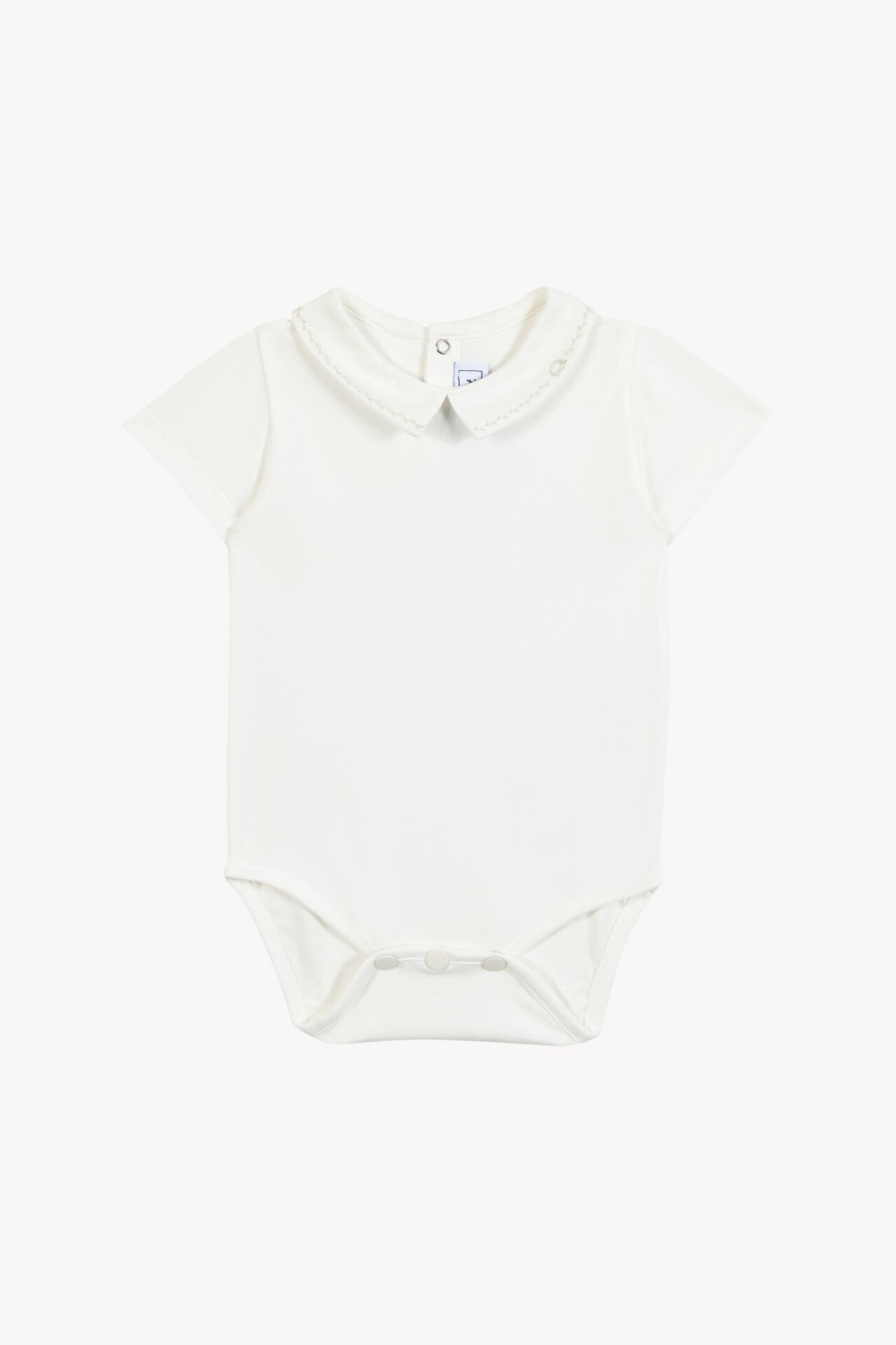 Erkek Bebek Keten Yakalı Ceremonie Body Ekru
