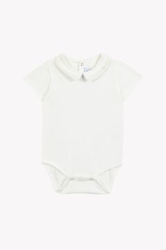 Erkek Bebek Keten Yakalı Ceremonie Body Ekru