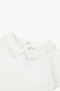 Erkek Bebek Keten Yakalı Ceremonie Body Ekru