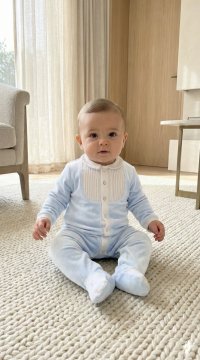 Erkek Bebek Önden Açılan Kadife Tulum