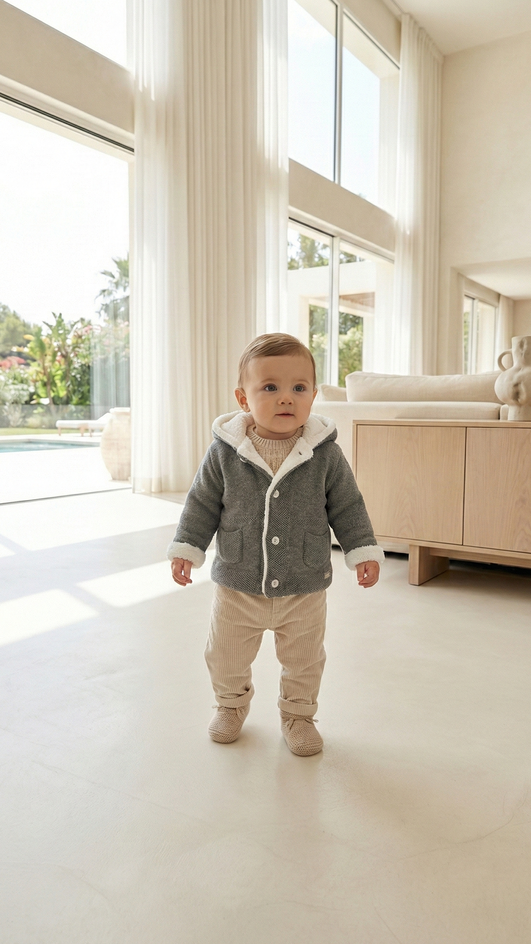 Bebek Muflonlu Triko Manto