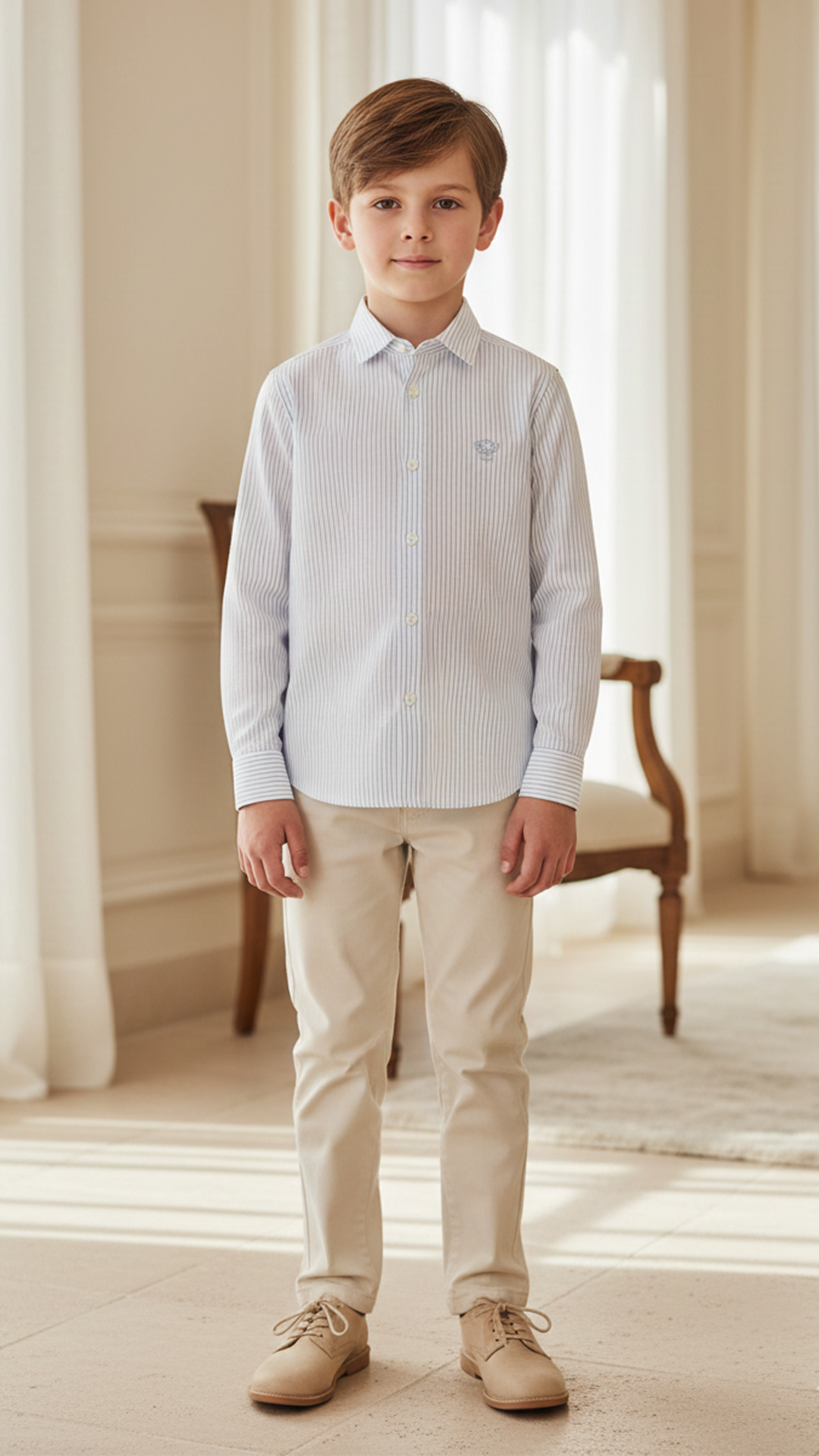 Erkek Çocuk Gri Çizgili Ceremonie Gömlek