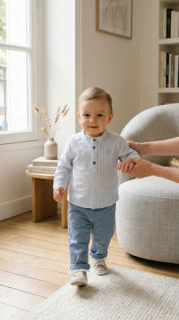 Erkek Bebek Çizgili Koton-Keten  Gömlek