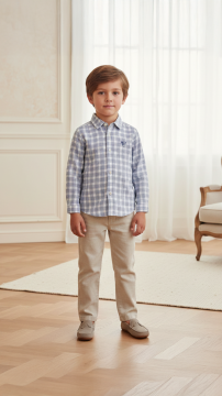 Erkek Çocuk Mavi Kareli Gömlek