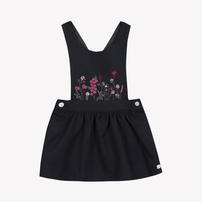 Kız Bebek Nakış Detaylı Askılı Elbise