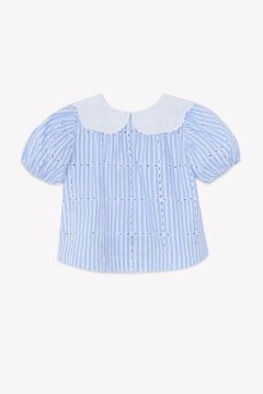 Kız Çocuk Beyaz Fisto Yakalı Tunik Mavi