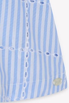 Kız Çocuk Beyaz Fisto Yakalı Tunik Mavi