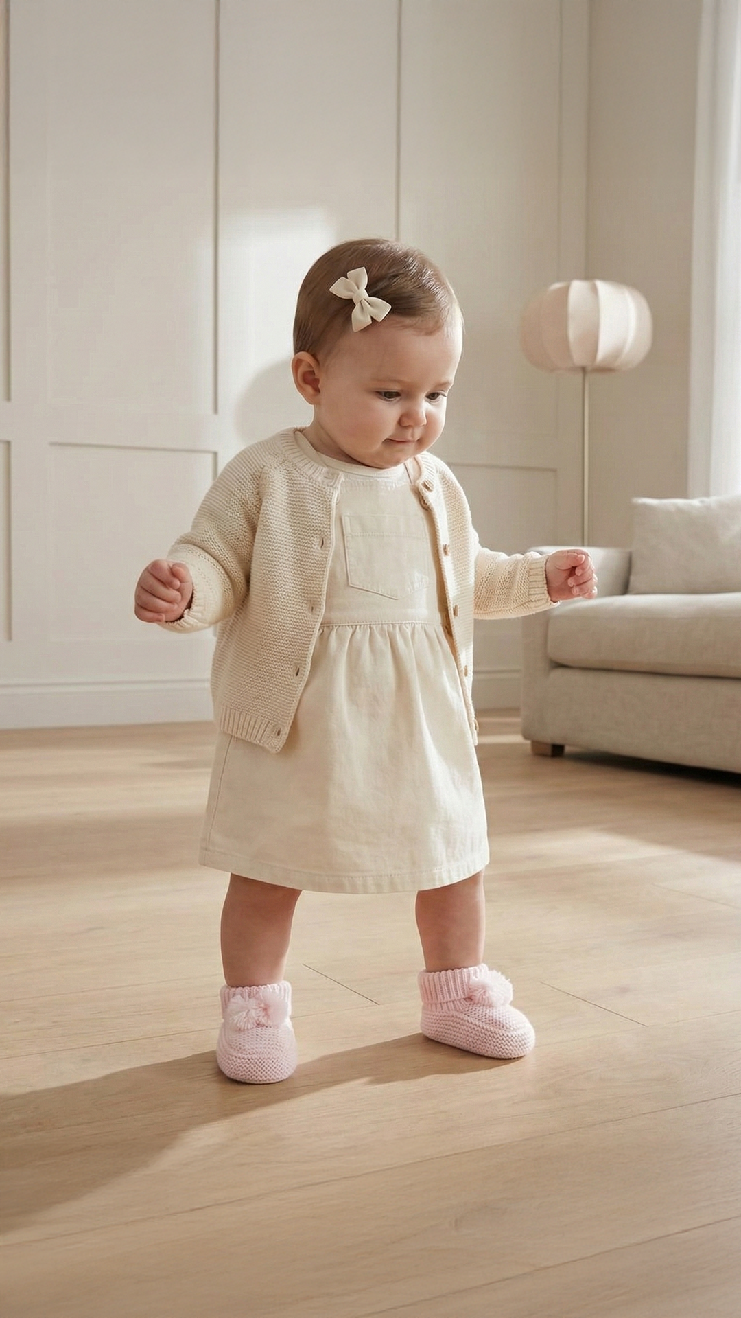 Kız Bebek Püsküllü Koton Kaşmir Patik