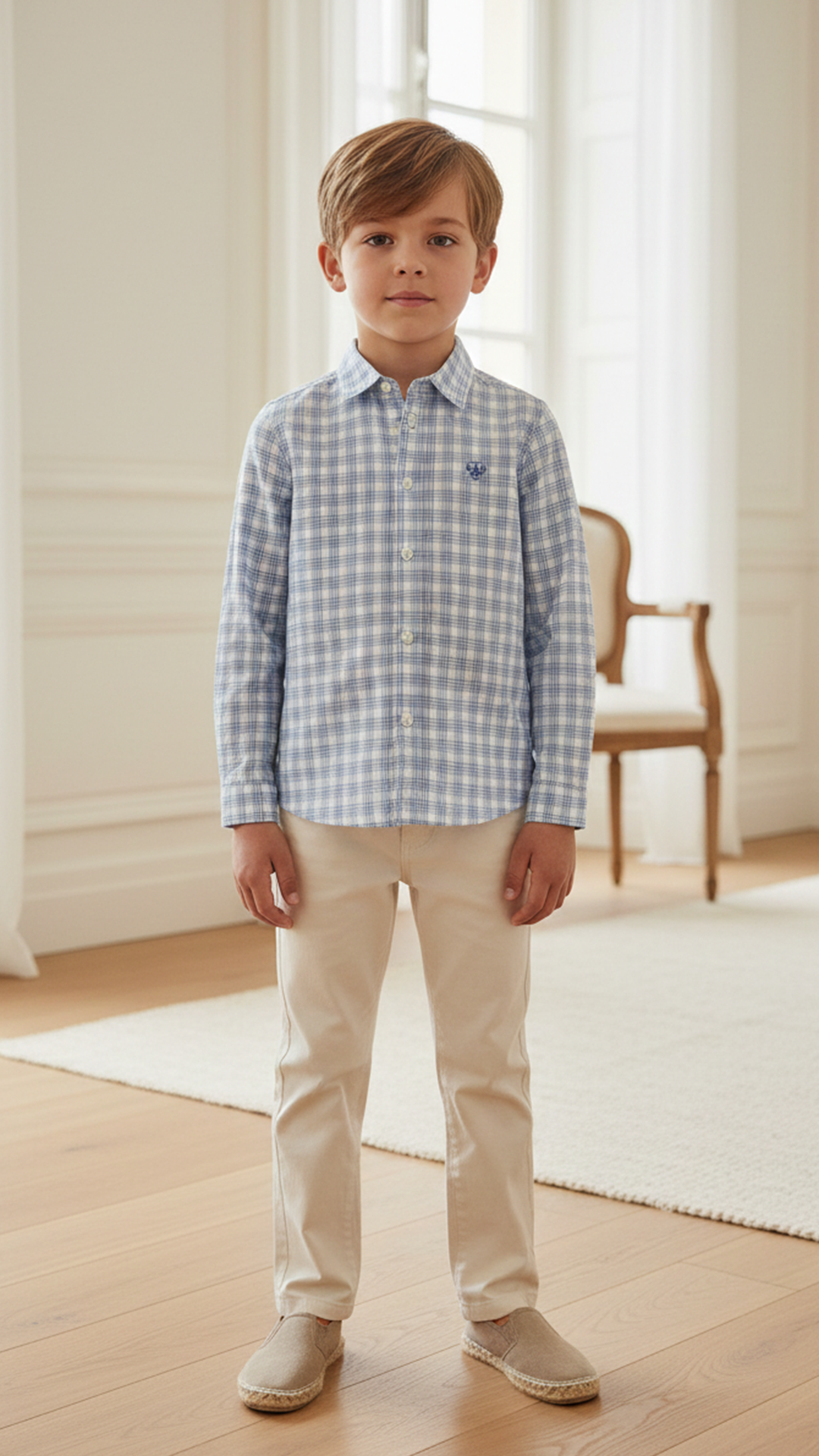 Erkek Çocuk Mavi Kareli Gömlek
