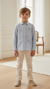 Erkek Çocuk Mavi Kareli Gömlek