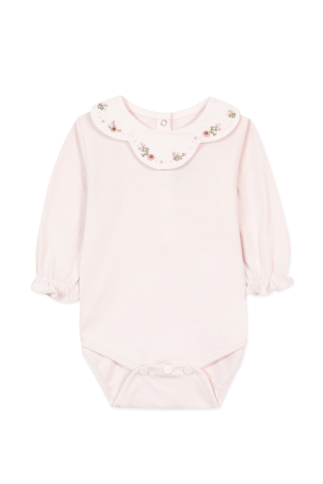Kız Bebek Yakası Nakışlı Body
