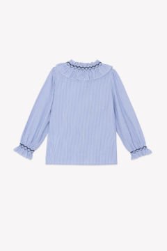 Kız Çocuk Çizgili Mavi Gömlek