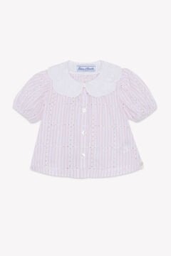 Kız Bebek Beyaz Fisto Yakalı Tunik Pembe